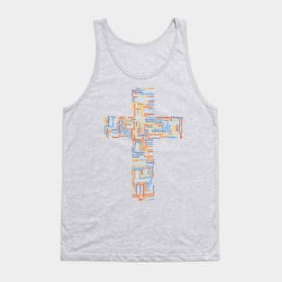 Colour cross word cloud Jesus God truth spirituality Christian design Tank Top